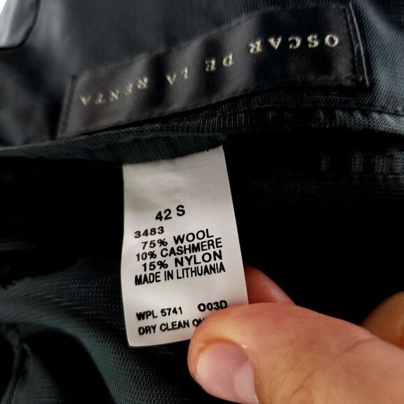 Oscar De La Renta Wool‎ Cashmere Nylon 3 Button Sport Coat 42R Black - Picture 8 of 10